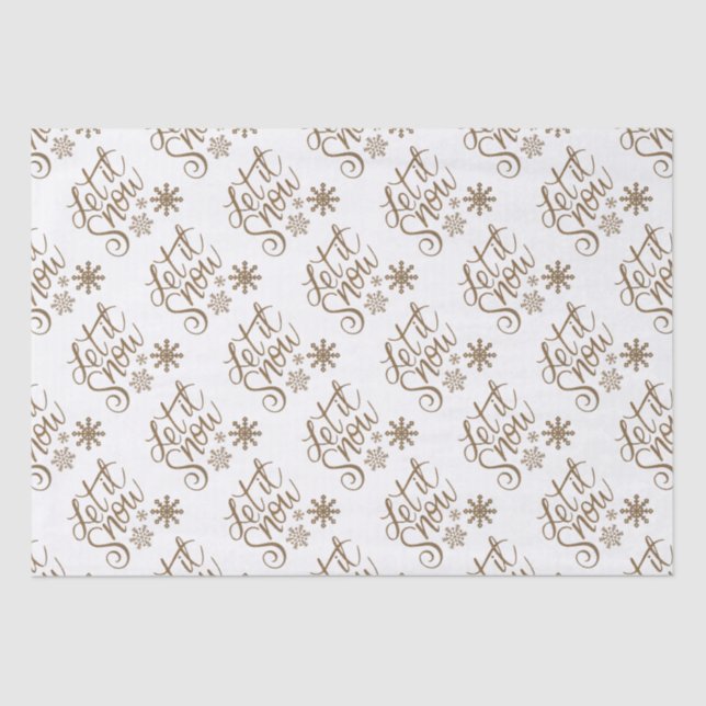 "Let it Snow" Weihnachts-Gold-Glitzer Seidenpapier (Vorderseite)