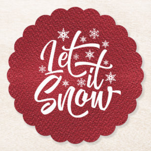 Let It Snow Weihnachts Typografie rot/weiß ID951 Untersetzer