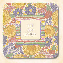Let Joy Bloom Coaster Set – Editable Text