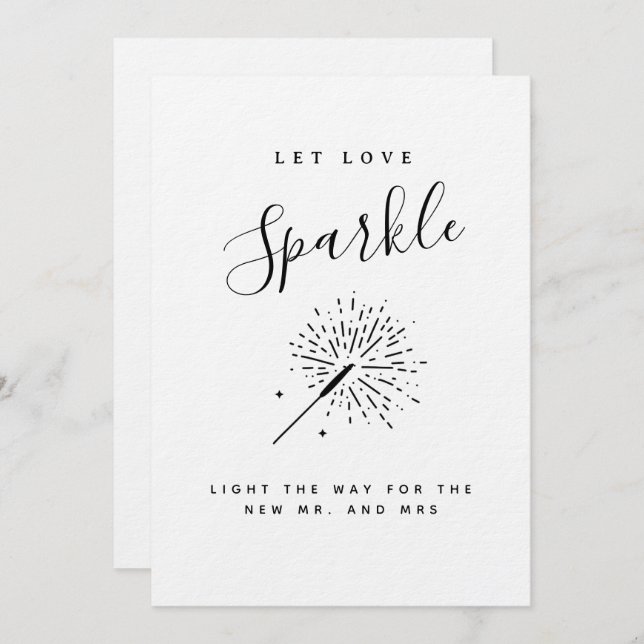 Let Love Sparkle Modern Minimalist Wedding  Einladung (Vorne/Hinten)