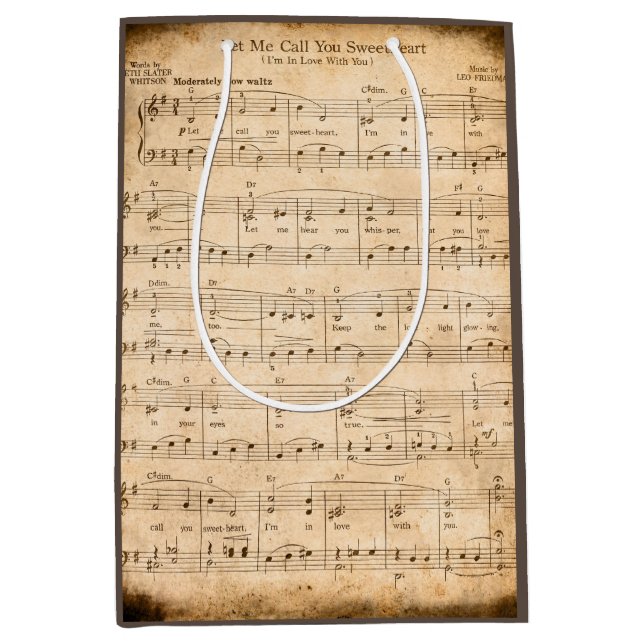 Let Me Call You Sweetheart Sheet Music Valentine  Mittlere Geschenktüte (Vorderseite)