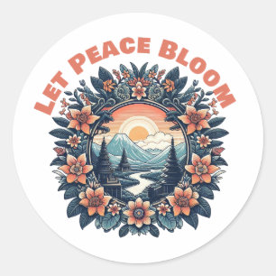 Let-Peace-Bloom Runder Aufkleber