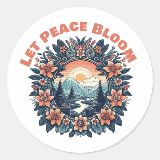 Let-Peace-Bloom Runder Aufkleber