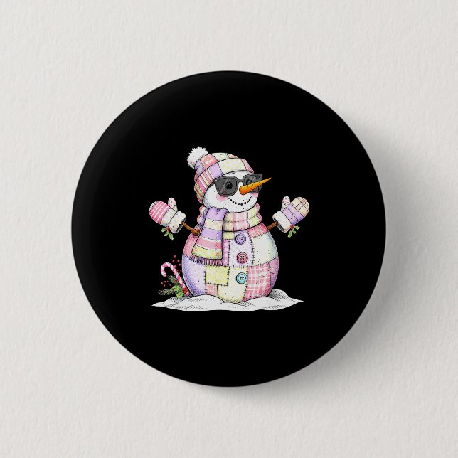 Let’s Chill Snowman Christmas Coffee Cute Holiday  Button (Vorderseite)
