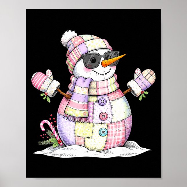 Let’s Chill Snowman Christmas Coffee Cute Holiday  Poster (Vorne)