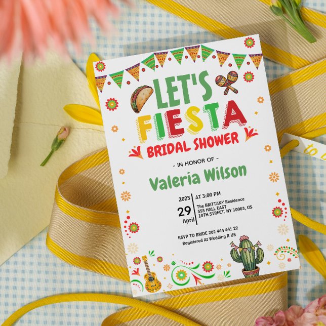 Let’s Fiesta Bridal Shower Colorful Mexican Einladung (let's fiesta bridal shower invitations cactus succulent mexican floral cinco de mayo colorful )