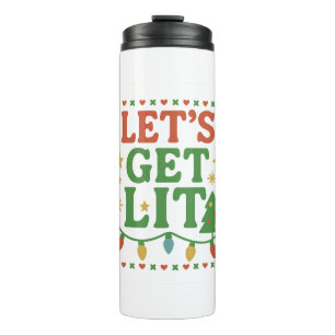 Let’s Get Lit Christmas Party Shirt • Retro Xmas L Thermosbecher