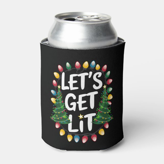 Let’s Get Lit Funny Christmas Drinking Xmas Lights Dosenkühler (Kanne Vorderseite)