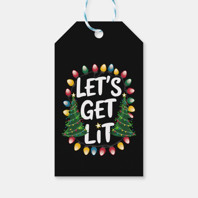 Let’s Get Lit Funny Christmas Drinking Xmas Lights Geschenkanhänger (Rückseite)