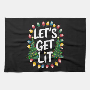 Let’s Get Lit Funny Christmas Drinking Xmas Lights Geschirrtuch