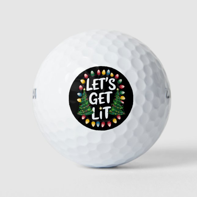Let’s Get Lit Funny Christmas Drinking Xmas Lights Golfball (Vorderseite)
