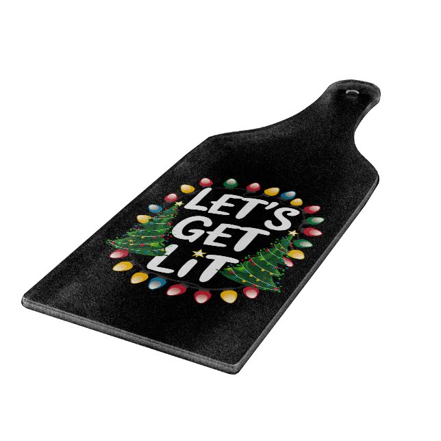 Let’s Get Lit Funny Christmas Drinking Xmas Lights Schneidebrett (Ecke)