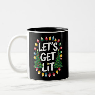 Let’s Get Lit Funny Christmas Drinking Xmas Lights Zweifarbige Tasse