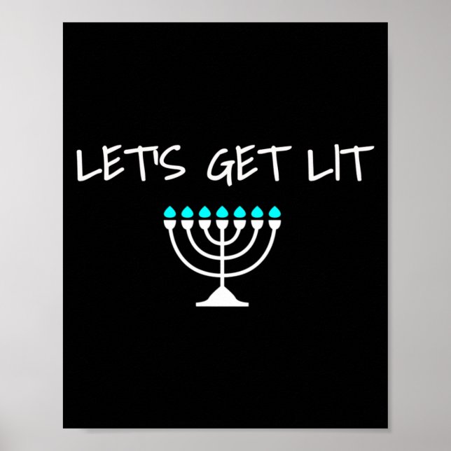 Let S Get Lit Jewish Hanukkah Menorah Chanukkah  Poster (Vorne)
