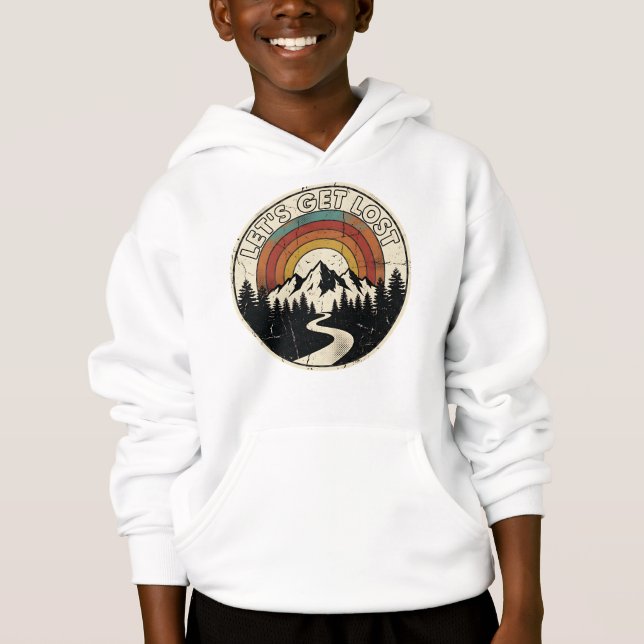 Let’s Get Lost Retro Mountain Adventure Outdoor Hoodie (Vorderseite)
