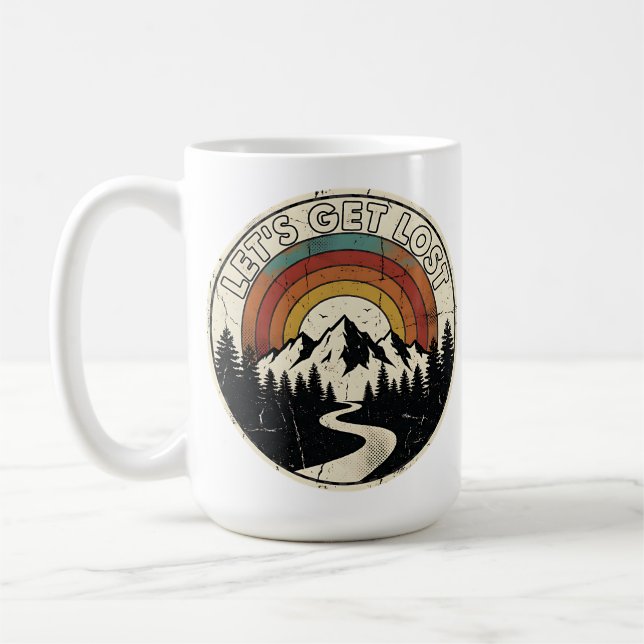 Let’s Get Lost Retro Mountain Adventure Outdoor Kaffeetasse (Links)