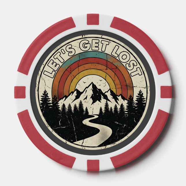 Let’s Get Lost Retro Mountain Adventure Outdoor Pokerchips (Vorderseite)