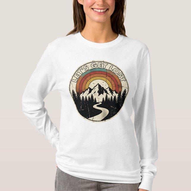 Let’s Get Lost Retro Mountain Adventure Outdoor T-Shirt (Vorderseite)