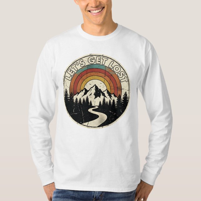 Let’s Get Lost Retro Mountain Adventure Outdoor T-Shirt (Vorderseite)