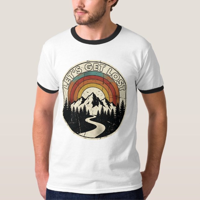 Let’s Get Lost Retro Mountain Adventure Outdoor T-Shirt (Vorderseite)