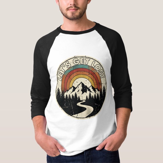 Let’s Get Lost Retro Mountain Adventure Outdoor T-Shirt (Vorderseite)