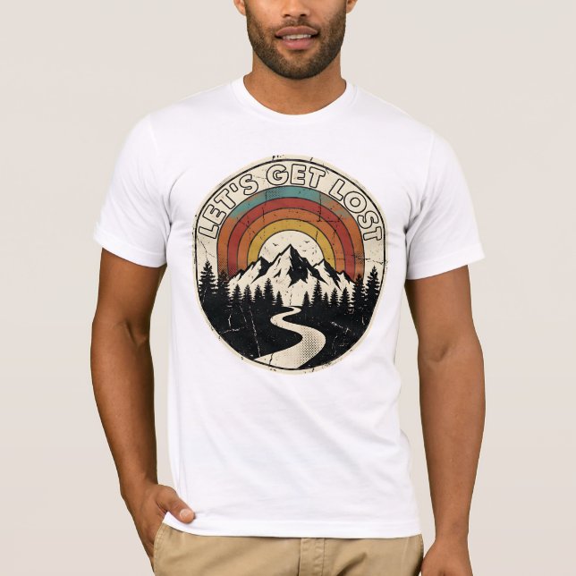 Let’s Get Lost Retro Mountain Adventure Outdoor T-Shirt (Vorderseite)