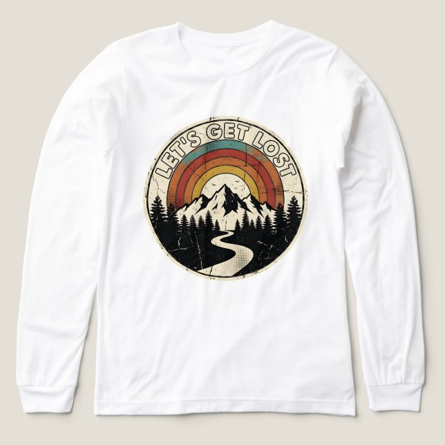 Let’s Get Lost Retro Mountain Adventure Outdoor Tri-Blend Shirt (Design Vorderseite)