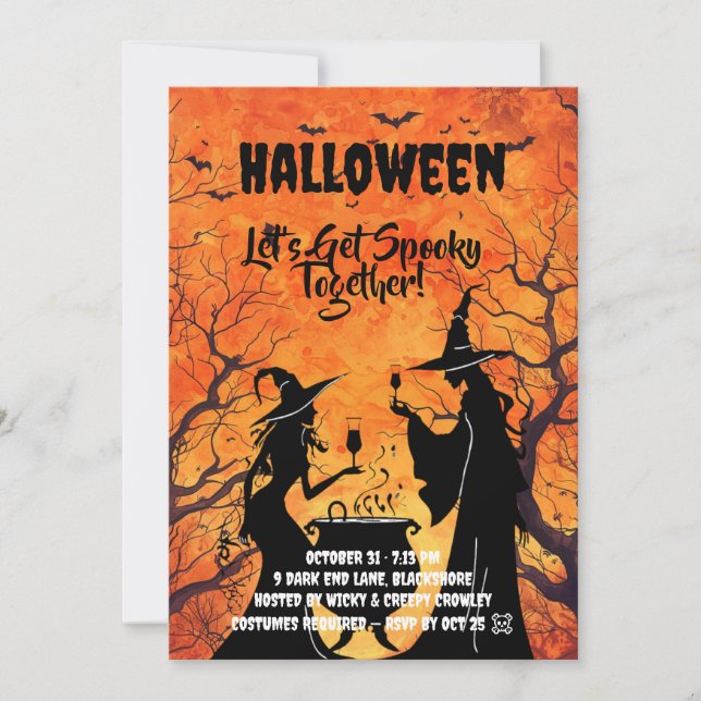 Let’s Get Spooky – Orange Halloween Invite Save The Date (Vorderseite)