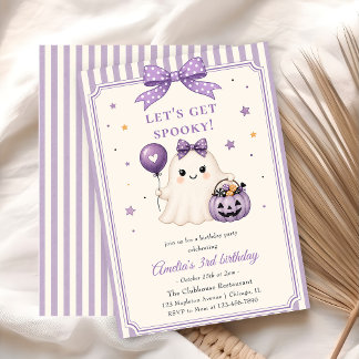 Let’s Get Spooky Purple Ghost Halloween Birthday Einladung