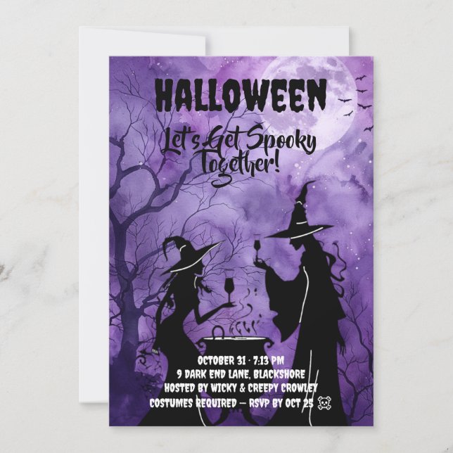 Let’s Get Spooky – Purple Halloween Invite Save The Date (Vorderseite)
