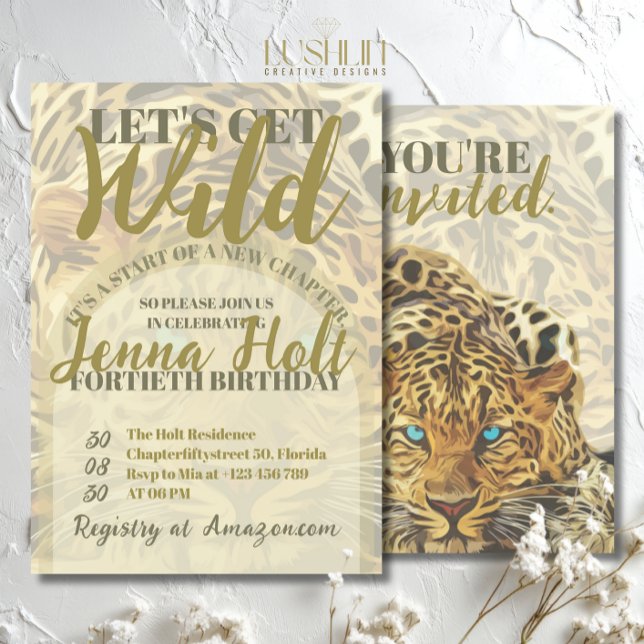 Let’s Get Wild Leopard Animal Glam Gold Birthday Einladung (Von Creator hochgeladen)
