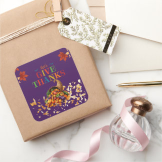 Let’s Give Thanks Cornucopia Thanksgiving Quadratischer Aufkleber