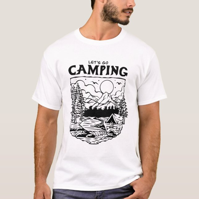 Let’s Go Camping – Retro Outdoor Adventure Nature  T-Shirt (Vorderseite)