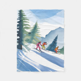 Let’s Go Skiing | Winter Watercolor Painting Fleecedecke