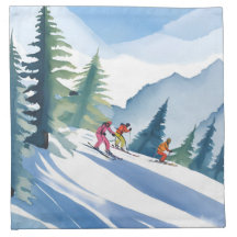 Let’s Go Skiing | Winter Watercolor Painting