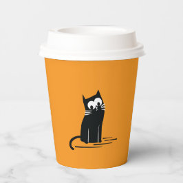 Let’s Party Started – Black Cat on Orange  Pappbecher