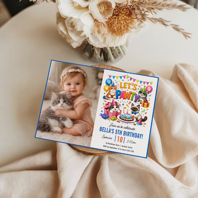 Let’s Pawty Cat 5th Birthday | Cute Kitty Birthday Einladung (Let’s Pawty Cat 5th Birthday | Cute Kitty Birthday Invitation
)
