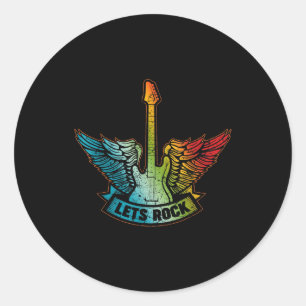 Let’s Rock Legend Rock And Roll Music Guitar Runder Aufkleber