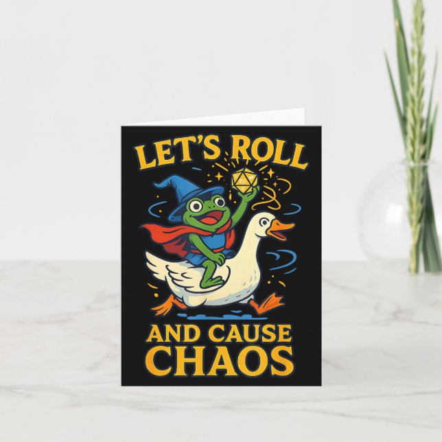 Let’s Roll And Cause Chaos Frog Wizard Goose Rpg A Karte (Vorderseite)