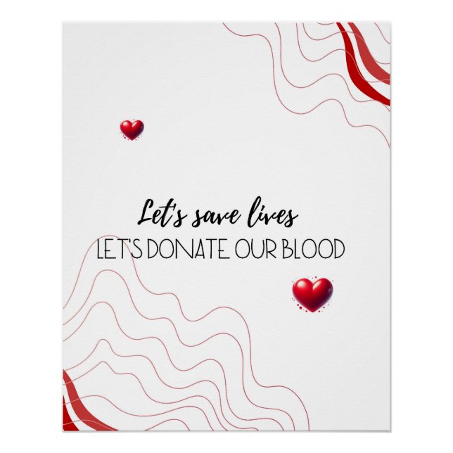 Let’s Save Lives - Donate Blood Minimalist Graphic Poster (Vorderseite)