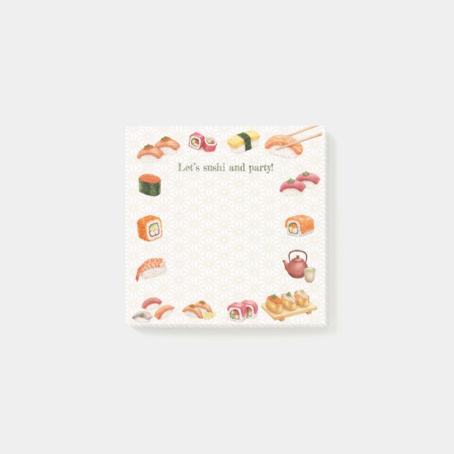 Let’s sushi and party!  post-it klebezettel (Vorderseite)