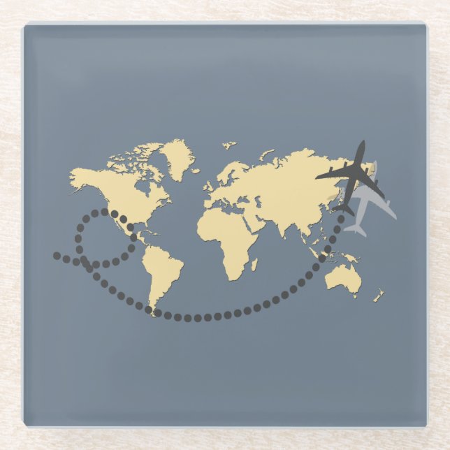 Let’s travel the world illustration glasuntersetzer (Vorderseite)