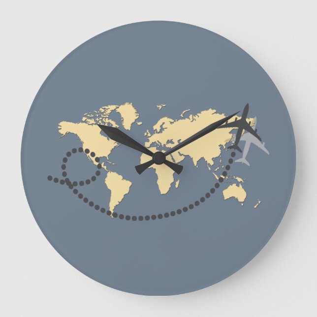 Let’s travel the world illustration große wanduhr (Vorderseite)