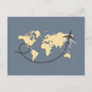 Let’s travel the world illustration postkarte