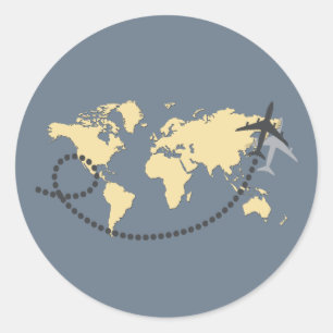 Let’s travel the world illustration runder aufkleber