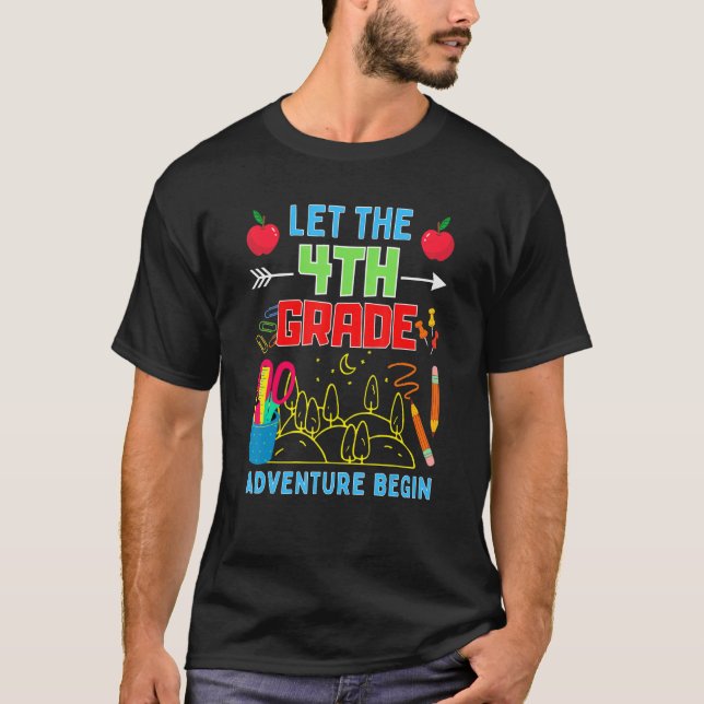 Let The 4th Grade Adventure Begin Fourth Grade Tea T-Shirt (Vorderseite)
