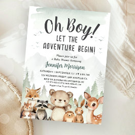 Let The Adventure Begin Baby Shower Boy Woodland Einladung