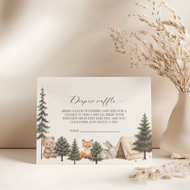 Let the adventure begin baby shower diaper raffle begleitkarte (let adventure begin baby shower diaper raffle woodland baby shower diaper raffle ticket)