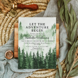 Let The Adventure Begin Rustic Forest Baby Shower Einladung