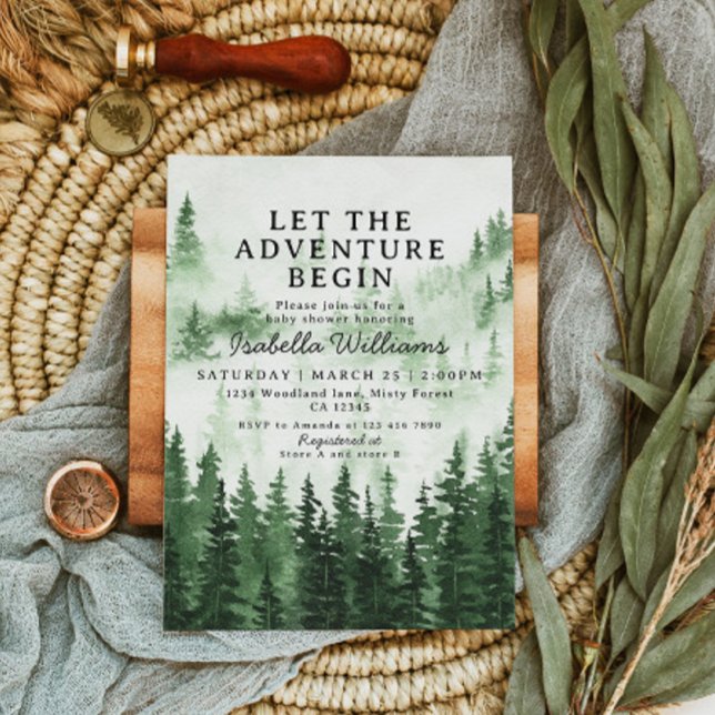 Let The Adventure Begin Rustic Forest Baby Shower  Einladung (Von Creator hochgeladen)